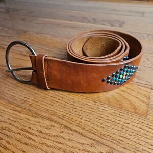 Southwestern Style Brown Leather Belt Size 2XL